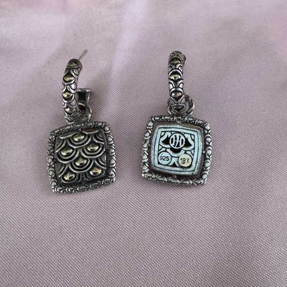 John Hardy Two-Tone Naga Square Hoop Earrings - Rare Find - Picture 3 of 5